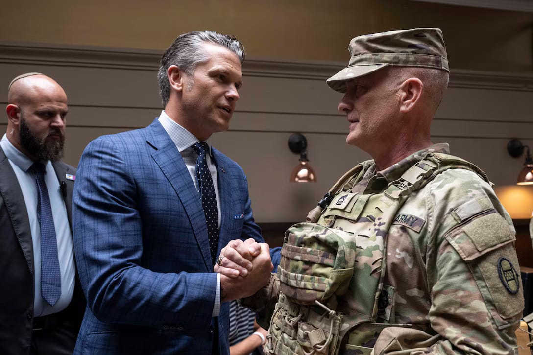 Pete Hegseth meets a national guardsman