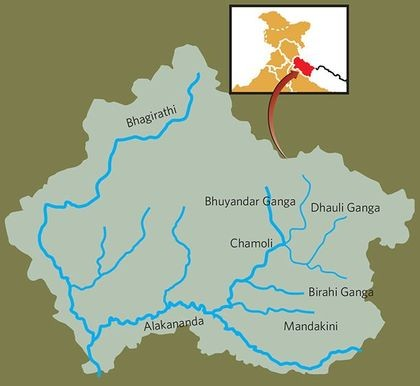 The Map of the Rivers of Uttarakhand.