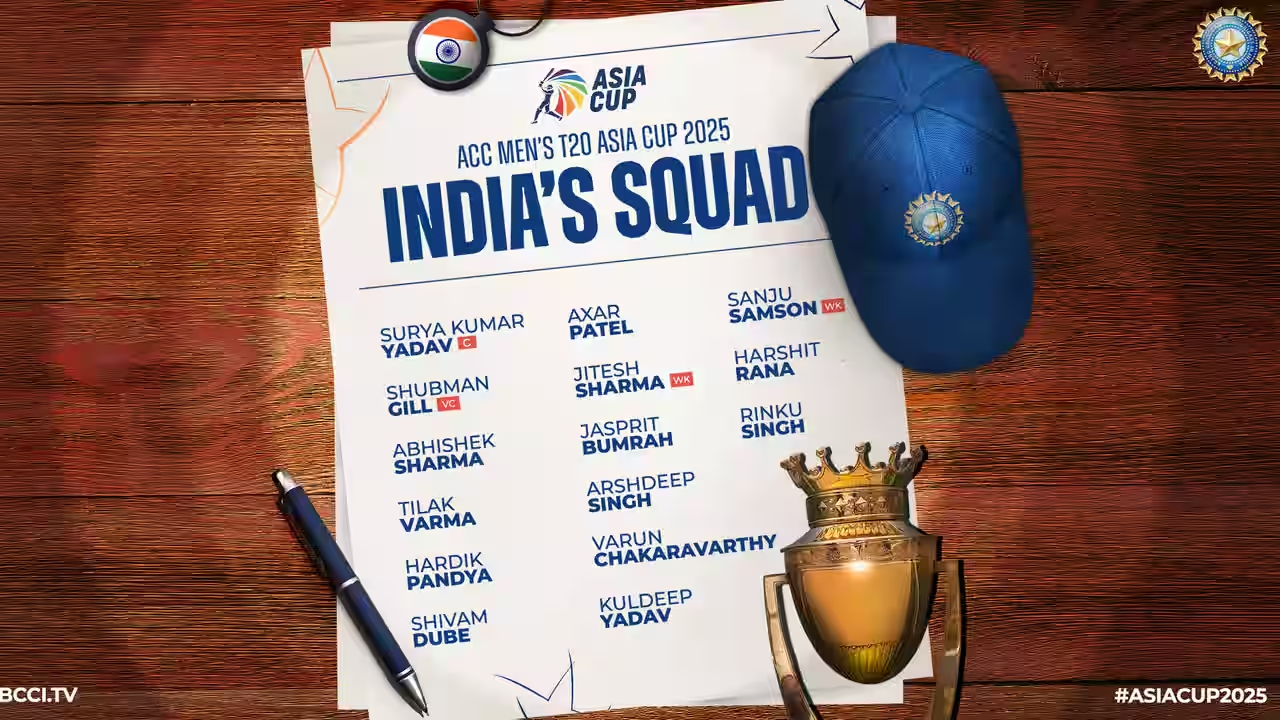 15 player squad for upcoming Asia Cup
