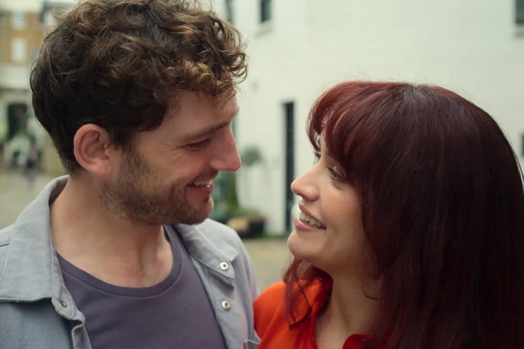 Laurie Davidson and Olivia Cooke in "The Girlfriend".