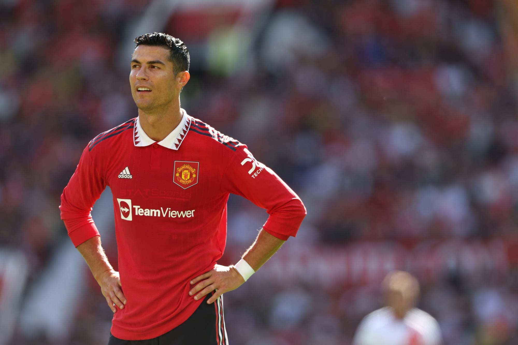 Cristiano Ronaldo in action mid-match