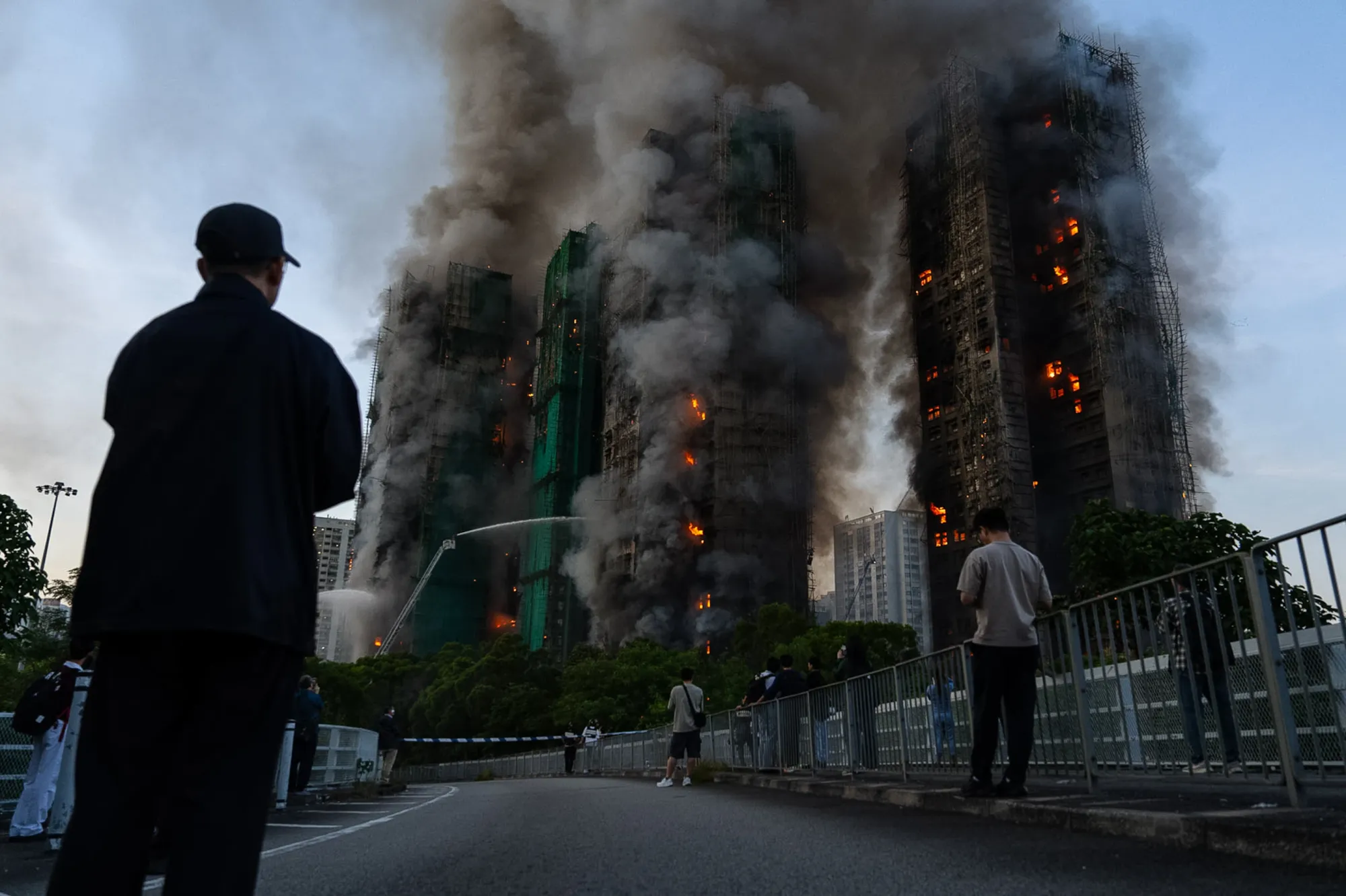 Smoke rises up from Wang Fuk Court, a residential estate in the Tai Po district of Hong Kong's New Territories, following a fire on Wednesday.