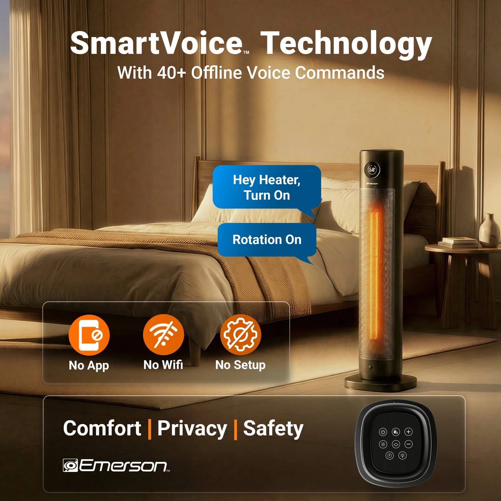 Promotional Image of Emerson Safety Heater with offline smartvoie technology
