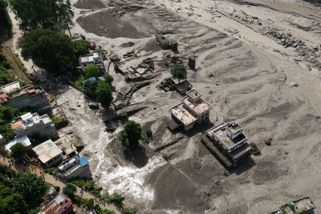 Massive debris left by Nepal floods