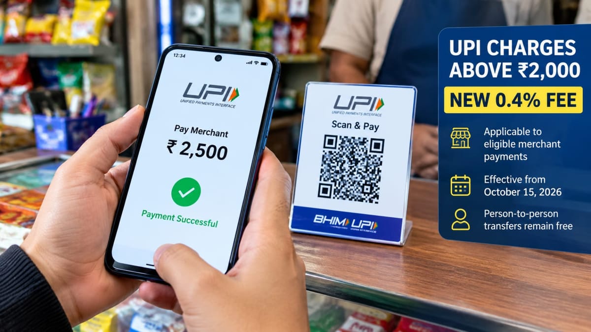 UPI Charges Above ₹2,000: New 0.4% Fee Explained