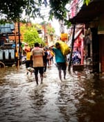 People Relocating to Relief Camps amidst the floods in Prayagraj, Uttar Pradesh