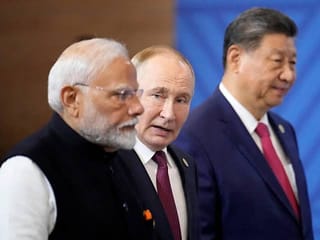 Chinese President Xi Jinping, Indian Prime Minister Narendra Modi and Russian President Vladimir Putin