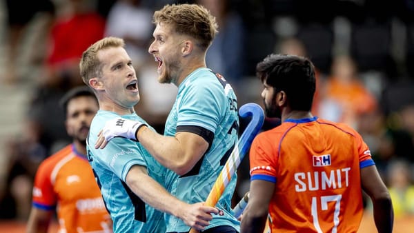 England's Stuart Rushmere and Nicholas Bandurak celebrate the opening goal
