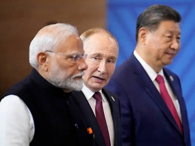 Chinese President Xi Jinping, Indian Prime Minister Narendra Modi and Russian President Vladimir Putin