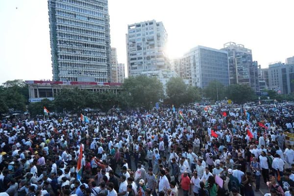 People take part in 'March for Democracy' by INDIA bloc leaders Oct. 12, 2026